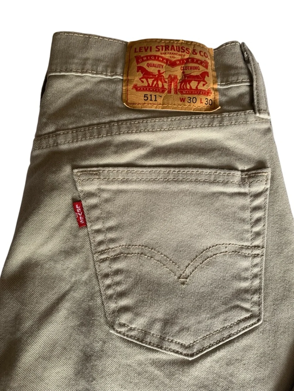 LEVI’S 511 Slim Fit Mens Beige Jeans Size 30” Waist X 30” Inseam